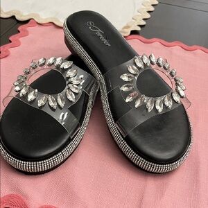 Forever 21 Black Sandals with Silver Accents